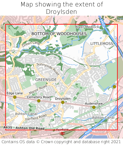 Map showing extent of Droylsden as bounding box