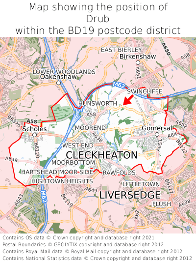 Map showing location of Drub within BD19