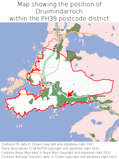 Map showing location of Druimindarroch within PH39