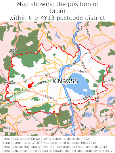 Map showing location of Drum within KY13