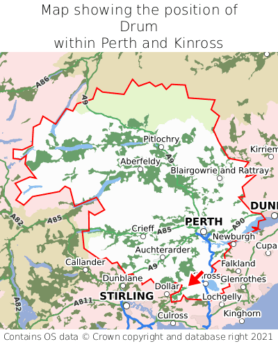 Map showing location of Drum within Perth and Kinross
