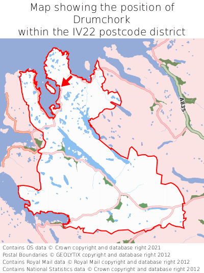Map showing location of Drumchork within IV22