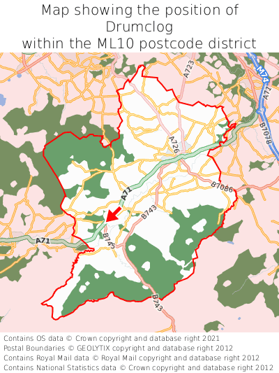 Map showing location of Drumclog within ML10