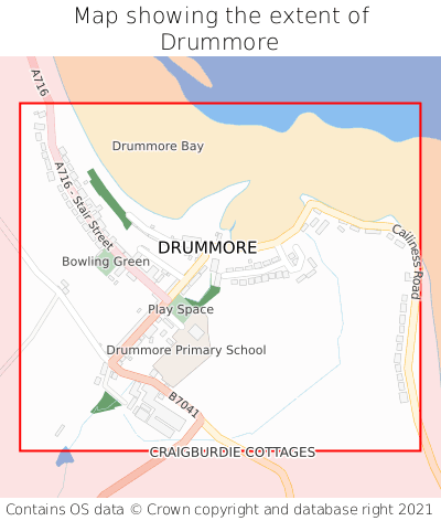 Map showing extent of Drummore as bounding box