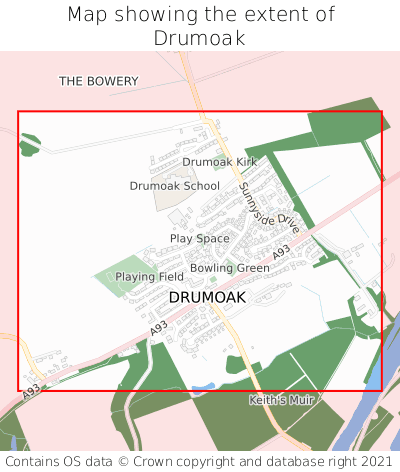 Map showing extent of Drumoak as bounding box