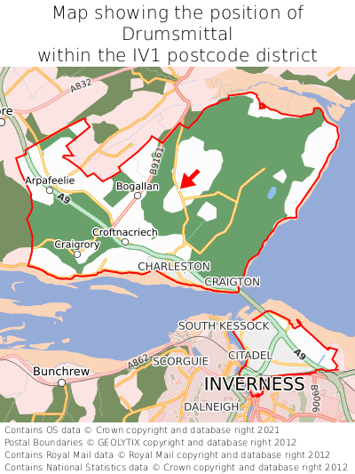 Map showing location of Drumsmittal within IV1