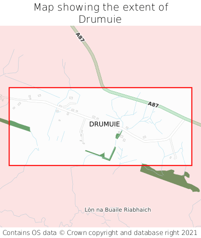 Map showing extent of Drumuie as bounding box