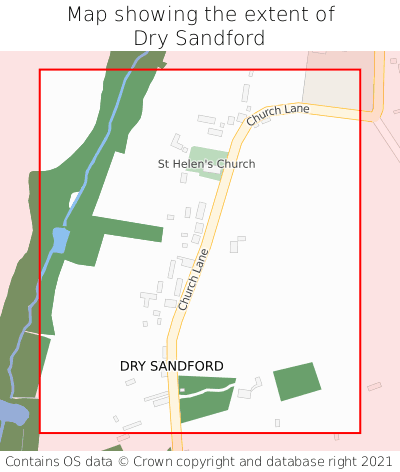 Map showing extent of Dry Sandford as bounding box