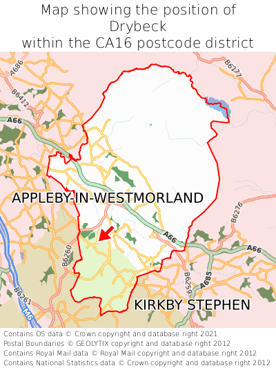 Map showing location of Drybeck within CA16