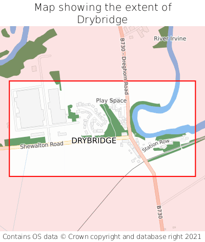 Map showing extent of Drybridge as bounding box