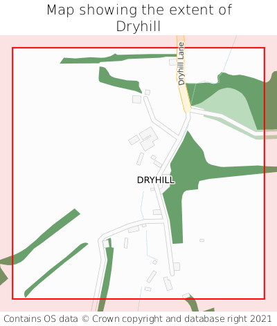 Map showing extent of Dryhill as bounding box