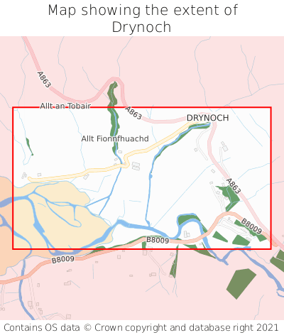 Map showing extent of Drynoch as bounding box
