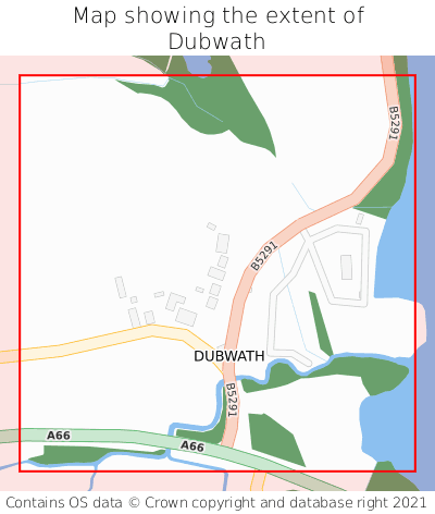 Map showing extent of Dubwath as bounding box