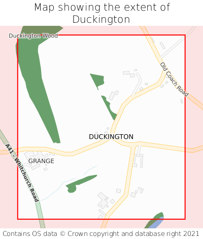 Map showing extent of Duckington as bounding box