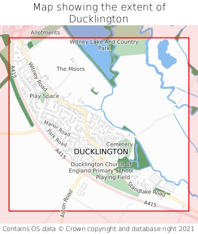 Map showing extent of Ducklington as bounding box