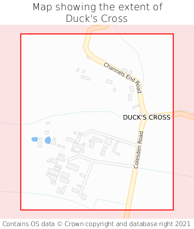 Map showing extent of Duck's Cross as bounding box