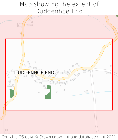Map showing extent of Duddenhoe End as bounding box