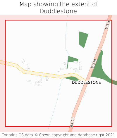Map showing extent of Duddlestone as bounding box
