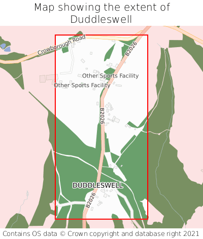 Map showing extent of Duddleswell as bounding box