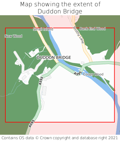 Map showing extent of Duddon Bridge as bounding box
