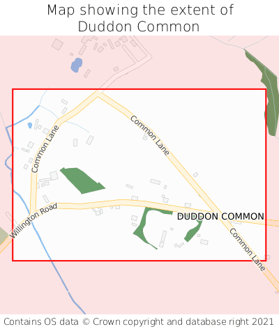 Map showing extent of Duddon Common as bounding box