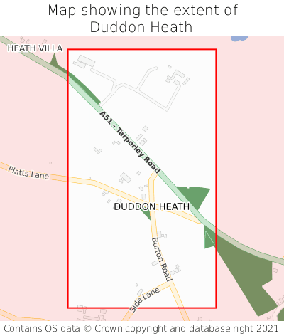 Map showing extent of Duddon Heath as bounding box