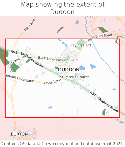 Map showing extent of Duddon as bounding box