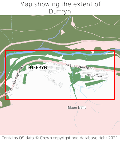Map showing extent of Duffryn as bounding box