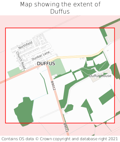 Map showing extent of Duffus as bounding box