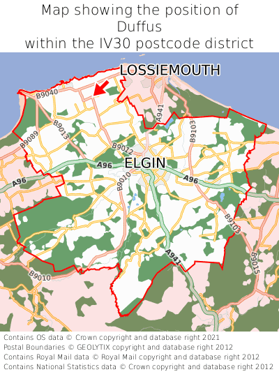 Map showing location of Duffus within IV30