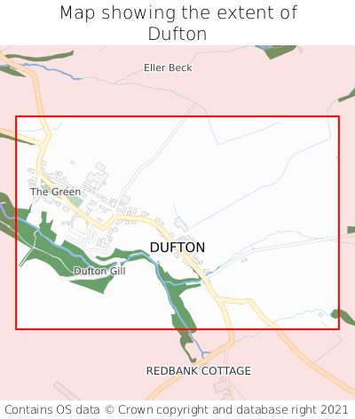 Map showing extent of Dufton as bounding box