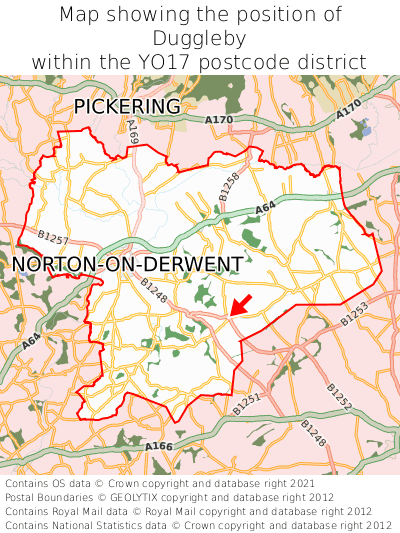 Map showing location of Duggleby within YO17