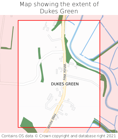 Map showing extent of Dukes Green as bounding box