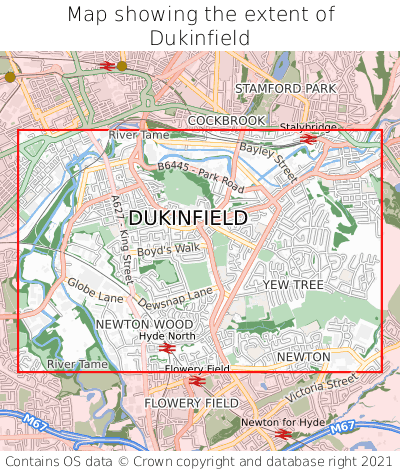 Map showing extent of Dukinfield as bounding box