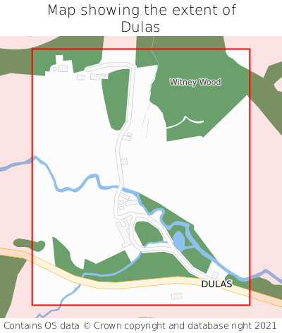 Map showing extent of Dulas as bounding box