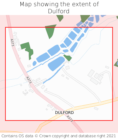 Map showing extent of Dulford as bounding box