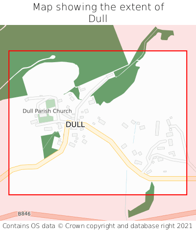 Map showing extent of Dull as bounding box