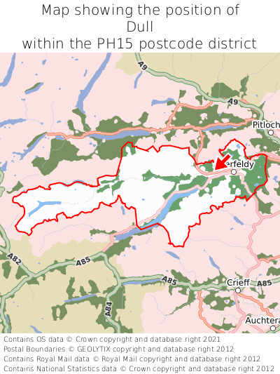 Map showing location of Dull within PH15