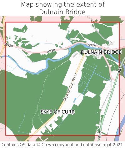 Map showing extent of Dulnain Bridge as bounding box