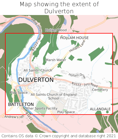 Map showing extent of Dulverton as bounding box