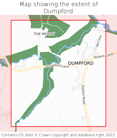 Map showing extent of Dumpford as bounding box