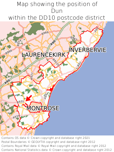Map showing location of Dun within DD10