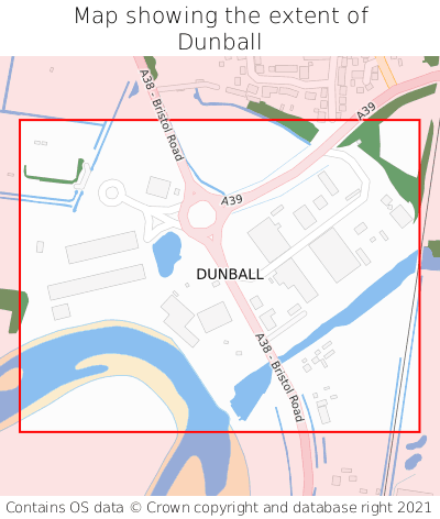 Map showing extent of Dunball as bounding box