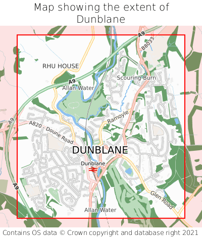 Map showing extent of Dunblane as bounding box