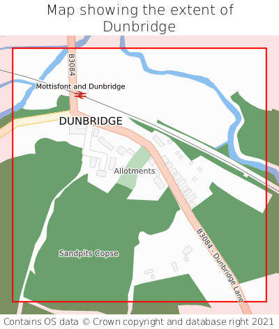 Map showing extent of Dunbridge as bounding box