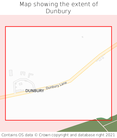 Map showing extent of Dunbury as bounding box