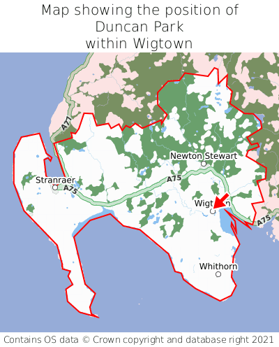 Map showing location of Duncan Park within Wigtown