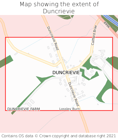 Map showing extent of Duncrievie as bounding box