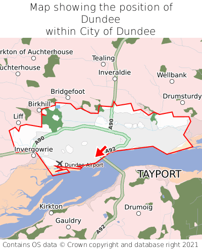 Map showing location of Dundee within City of Dundee