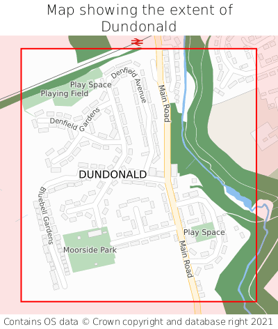Map showing extent of Dundonald as bounding box